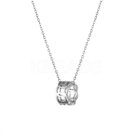 Retro Style 303 Stainless Steel Coin Circle Pendant Cable Chain Necklaces for Women FS-WG2B7EF-01-1