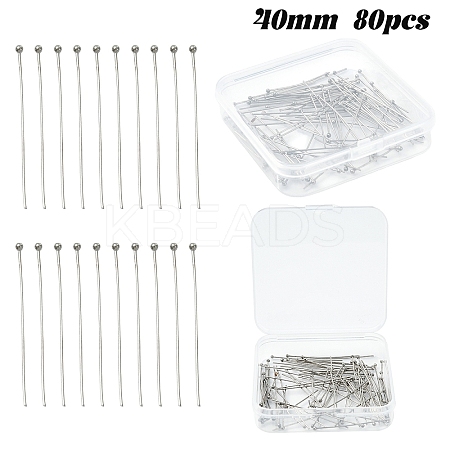 80Pcs 304 Stainless Steel Ball Head pins STAS-YW0002-88-1
