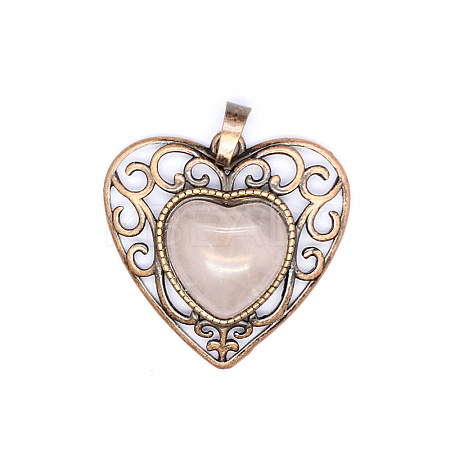 Retro Hollow Natural Rose Quartz Pendants PW-WGAB5DC-20-1