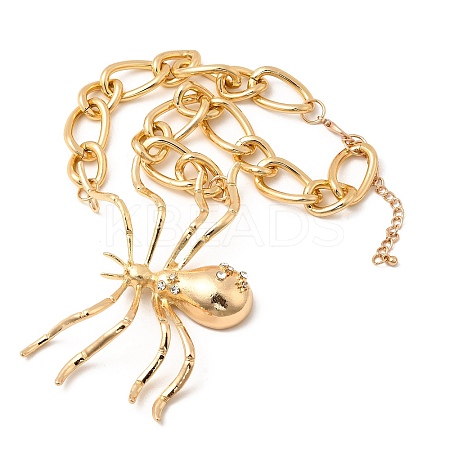 Alloy Crystal Rhinestone Halloween Spider Pendant Figaro Chain Necklaces JEWB-P337-01G-1