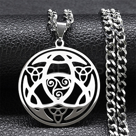 Non-Tarnish 201 Stainless Steel Pendant Necklaces NJEW-C042-01P-1