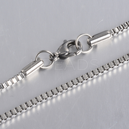 Tarnish Resistant 304 Stainless Steel Box Chain Necklaces STAS-O053-27P-1