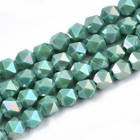 Electroplate Opaque Glass Beads Strands EGLA-T019-05N-1
