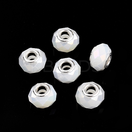 Imitation Jade Glass European Beads GPDL-N004-B14mm-A01-1