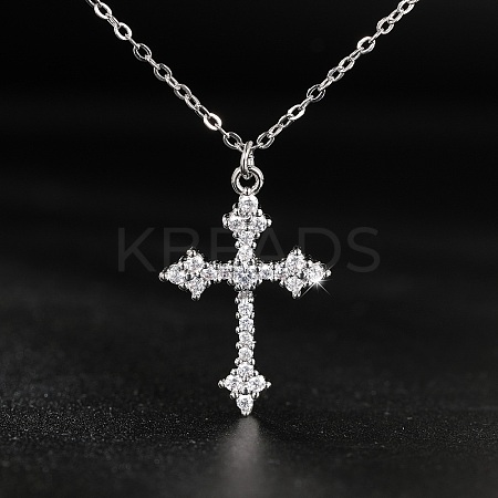 Cubic Zirconia Cross Pendant Necklace ZV5438-2-1