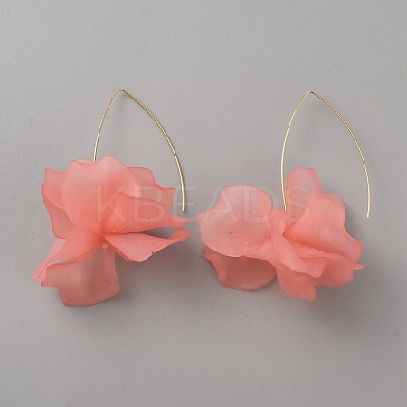 Acrylic Flower Dangle Earrings EJEW-WH0009-30H-1