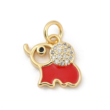 Brass Pave Cubic Zirconia with Enamel Pendants KK-U062-37G-01-1