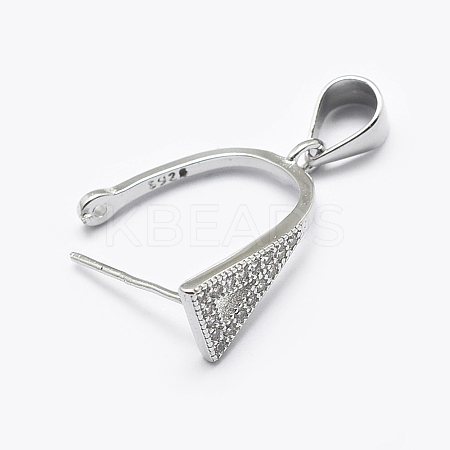 Anti-Tarnish Rhodium Plated 925 Sterling Silver Micro Pave Cubic Zirconia Pendant Bails STER-P034-47P-1