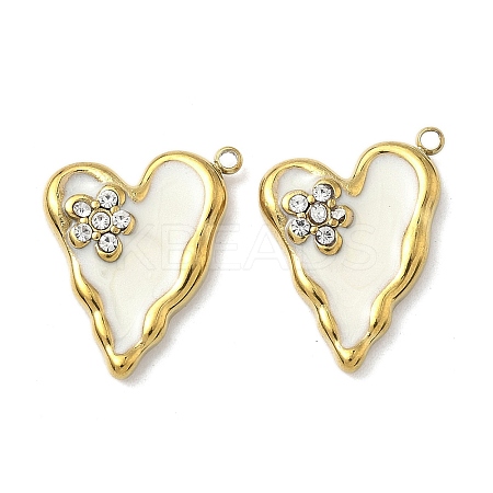 304 Stainless Steel with Crystal Rhinestone Enamel Pendants STAS-G362-03G-1