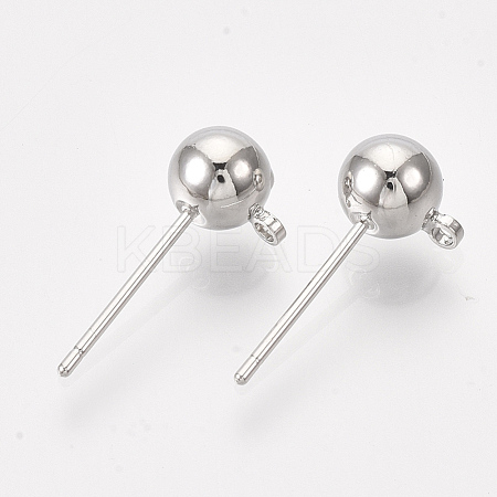Brass Ball Stud Earring Findings KK-S348-415D-1
