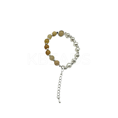Natural Yellow Jade Round Beaded Bracelet NC1314-13-1