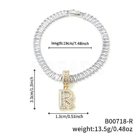 Fashionable Brass Micro Pave Clear Cubic Zirconia Charm Bracelets AF9298-18-1