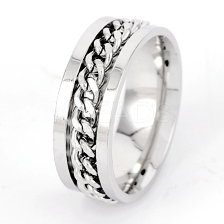 304 Stainless Steel Rotatable Chain Finger Rings for Men FS-WG60CA3-02-1