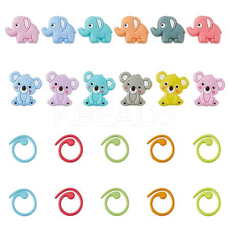 12Pcs Baking Paint Zinc Alloy Knitting Stitch Marker Rings DIY-DC0002-32-1
