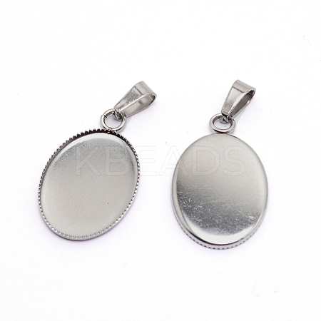 Stainless Steel Pendant Cabochons Setting STAS-WH0022-26P-1