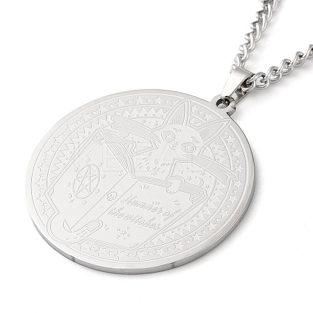 Non-Tarnish 304 Stainlessa Steel Curb Chain Pendant Necklaces LS-NJEW-H034-07P-1