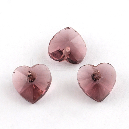 Faceted Heart Transparent Glass Charm Pendants GLAA-S054-09-1