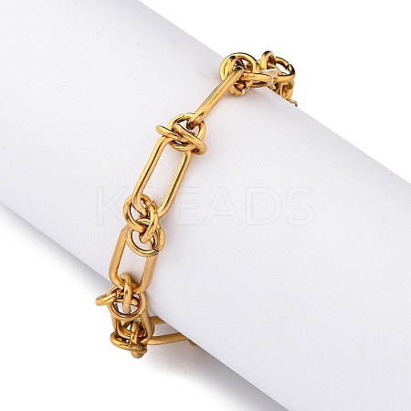 304 Stainless Steel Paperclip Chain Bracelets for Women LS-BJEW-P347-03G-1