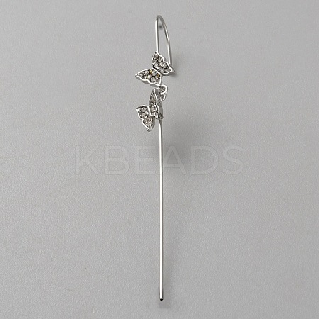 Platinum Brass Ear Wrap Crawler Hook Earrings for Women EJEW-WH0019-58G-1