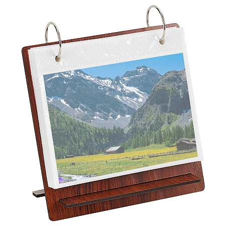 Rectangle Wooden Calendar Photo Album with 24 Sheets Plastic Sleeves and Stainless Steel Rings DIY-WH0542-33A-02-1