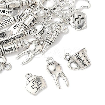 30Pcs 6 Styles Tibetan Style Alloy Pendants TIBEP-FP0001-18-1