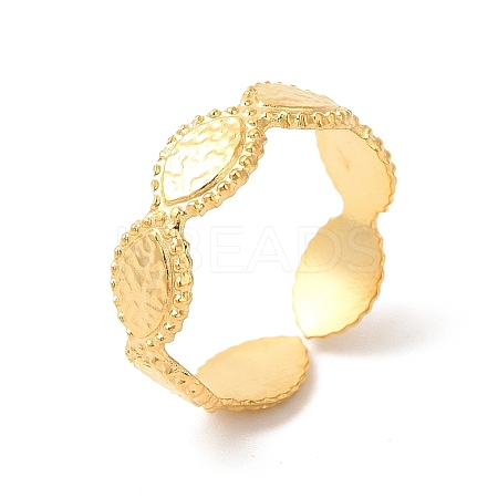 Ion Plating(IP) 304 Stainless Steel Horse Eye Open Cuff Ring for Women RJEW-E063-26G-1