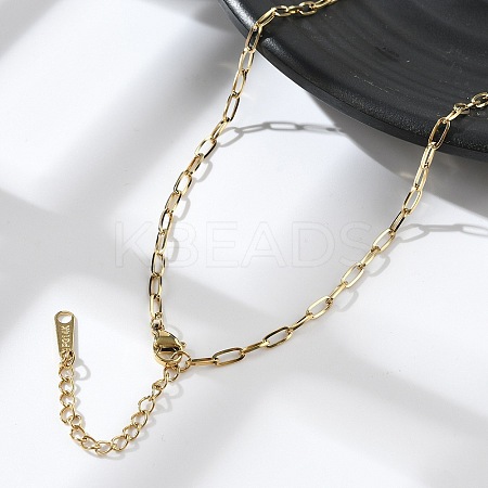 Ion Plating(IP) 304 Stainless Steel Paperclip Chain Necklace for Women LS-NJEW-G097-14G-1