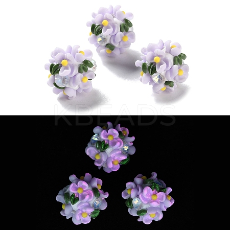 Luminous Polymer Clay Rhinestone Floral Ball Beads CLAY-U002-01D-1
