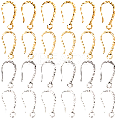 40Pcs 4 Colors Long-Lasting Plated Brass Ear Wire KK-SC0006-51-1