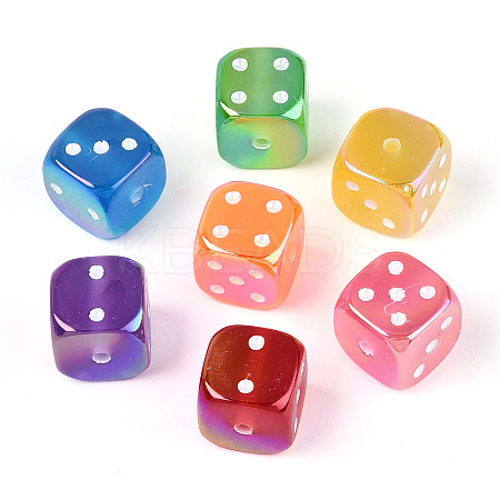 UV Plating Opaque Acrylic Beads JACR-T003-03-1