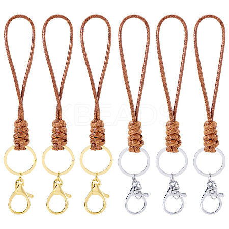 10Pcs 2 Colors Eco-Friendly Korean Waxed Polyester Cord Keychains KEYC-TA00032-1