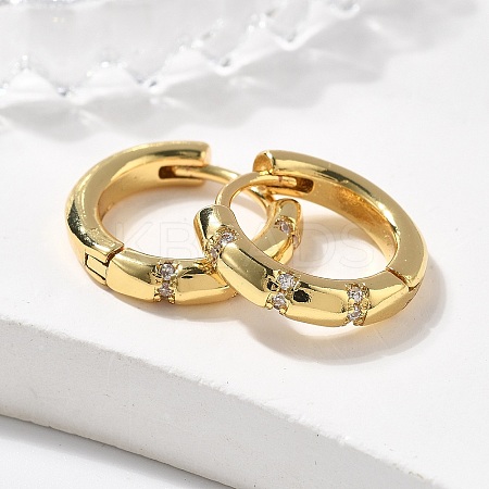Sparkling Cubic Zirconia Huggie Hoop Earrings for Girl Women EJEW-H126-15G-1