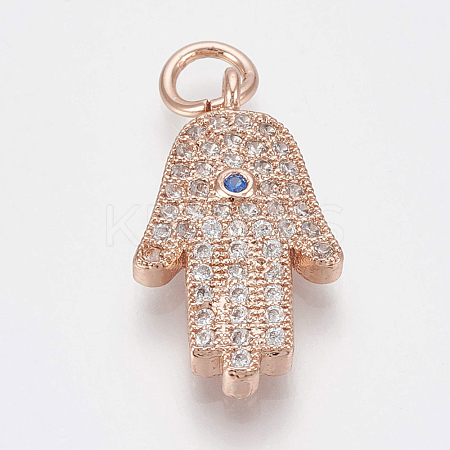 Brass Micro Pave Cubic Zirconia Pendants ZIRC-Q018-020RG-1