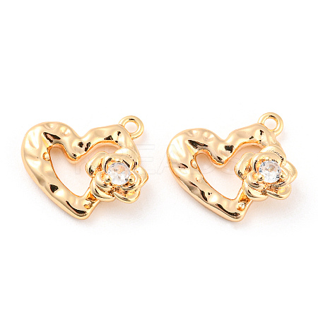 Brass Micro Pave Cubic Zirconia Charms KK-E090-34G-1