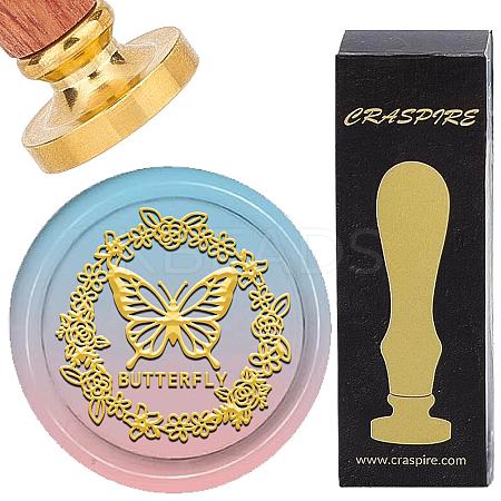 Brass Wax Seal Stamp with Wood Handle AJEW-WH0412-0272-1