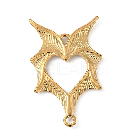 304 Stainless Steel Bat Wings Heart Links Connector Charms STAS-S186-13G-1