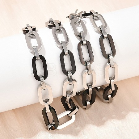 201 Stainless Steel Oval Link Chain Necklaces for Women NJEW-B143-04EBP-1