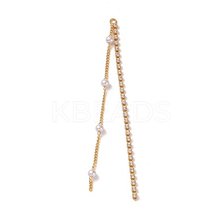 Brass Micro Pave Clear Cubic Zirconia & ABS Plastic Pearl Big Pendants KK-G510-05G-1
