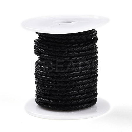 Braided Cowhide Leather Cord NWIR-N005-01C-6mm-1