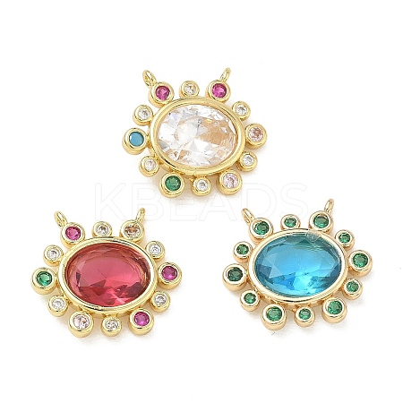 Brass Cubic Zirconia Pendants KK-G419-04G-1