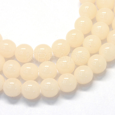 Baking Paint Imitation Jade Glass Round Bead Strands X-DGLA-Q021-6mm-41-1