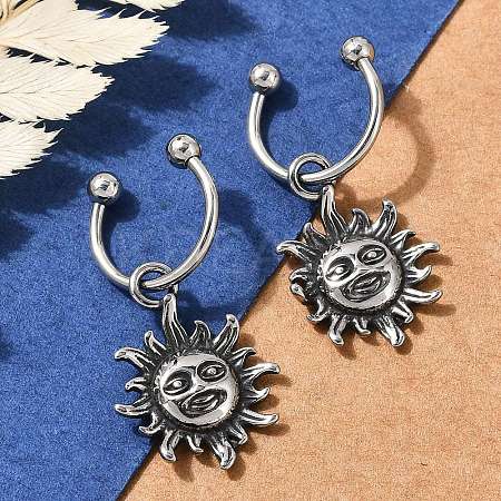 Sun 316 Surgical Stainless Steel Dangle Half Hoop Earrings for Women EJEW-G416-47AS-1