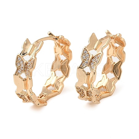 Brass Micro Pave Cubic Zirconia Hoop Earrings EJEW-M238-49KCG-1