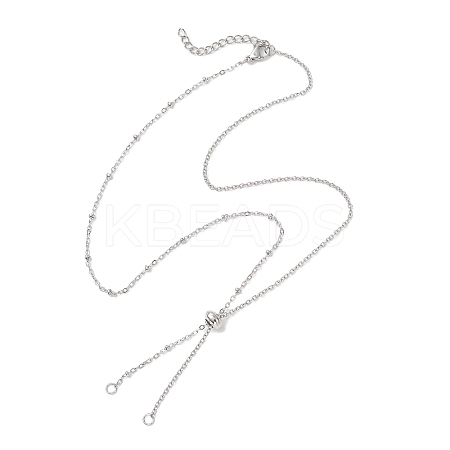 304 Stainless Steel Cable Chain Satellite Chain Slider Necklace Making AJEW-JB01511-02-1
