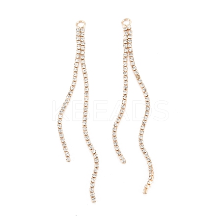 Brass Micro Pave Clear Cubic Zirconia Tassel Pendants KK-D063-01G-1
