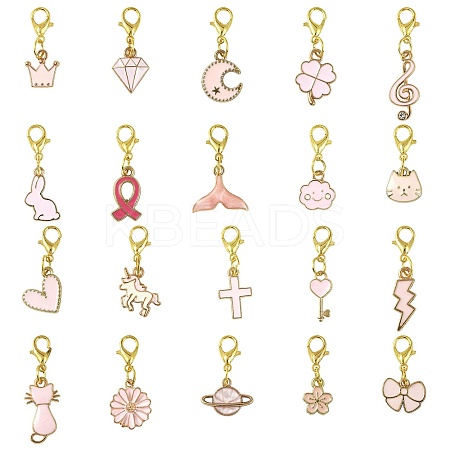 20Pcs 20 Styles Alloy Enamel Pendant Decorations HJEW-FS00048-1