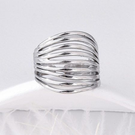 304 Stainless Steel Open Cuff Rings for Women RJEW-F174-04P-1