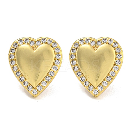 Rack Plating Brass Micro Pave Clear Cubic Zirconia Stud Earrings EJEW-I313-14G-01-1