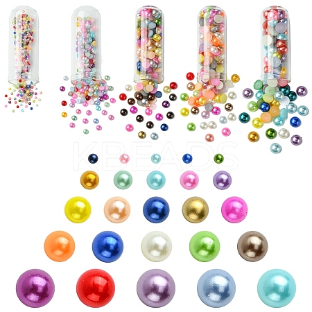 1298Pcs 5 Styles ABS Plastic Imitation Pearl Cabochons SACR-YW0001-66-1