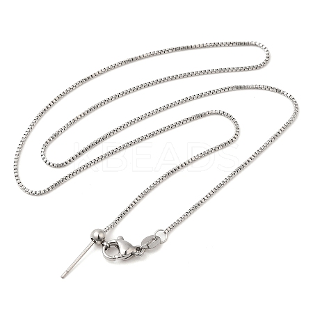 Non-Tarnish 304 Stainless Steel Box Chain Necklace for Women NJEW-G104-05P-1